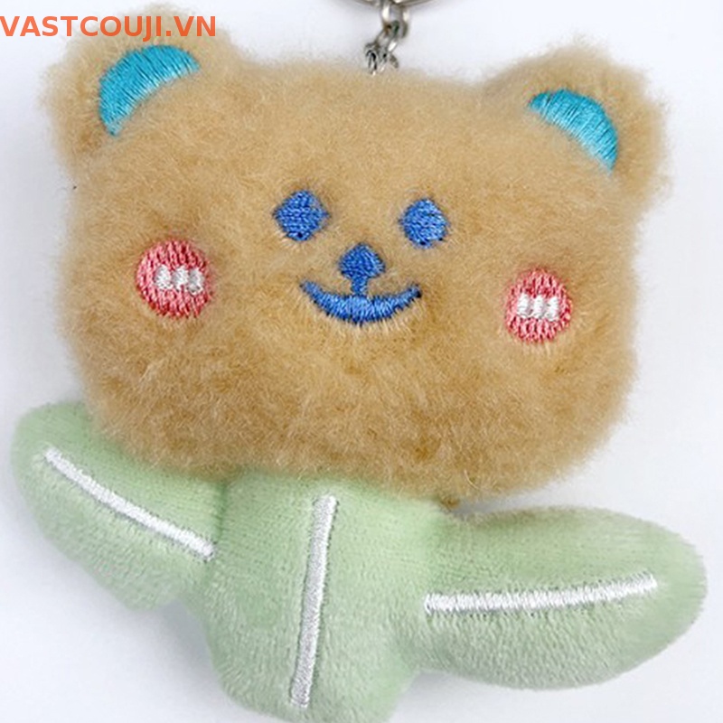 Móc Khóa Hình Gấu / Thỏ Nhồi Bông Hoa 3D Sáng Tạo Dễ Thương