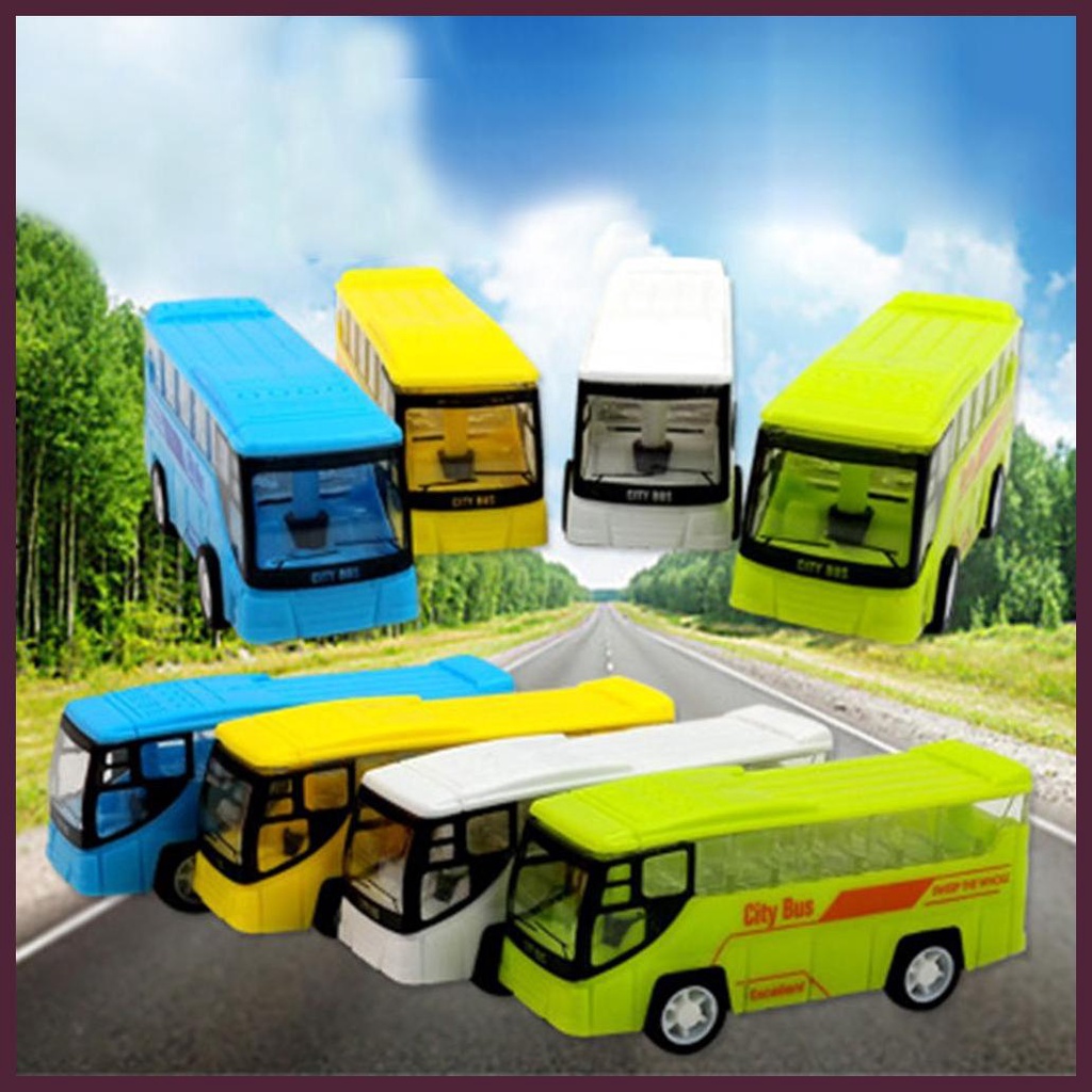 Xe Buýt Đồ Chơi Mini Họa Tiết Hoạt Hình Không Cần Pin Cho Trẻ Em 1-3 Tuổi