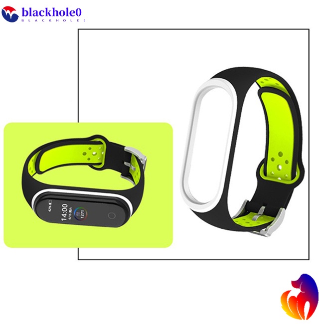 Dây Đeo Thay Thế Chất Liệu Silicon Hai Màu Có Khóa Tròn Cho XIAOMI MI Band 4