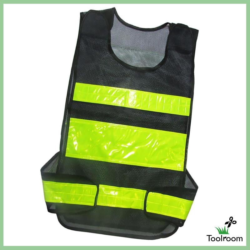 [Toolroom] Áo Khoác Ghi Lê Bảo Vệ An Toàn Kẻ Sọc Phản Quang Màu Đen Có Thể Điều Chỉnh