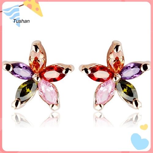 Đôi Khuyên Tai Hình Hoa Đính Đá Thời Trang Cho Nữ