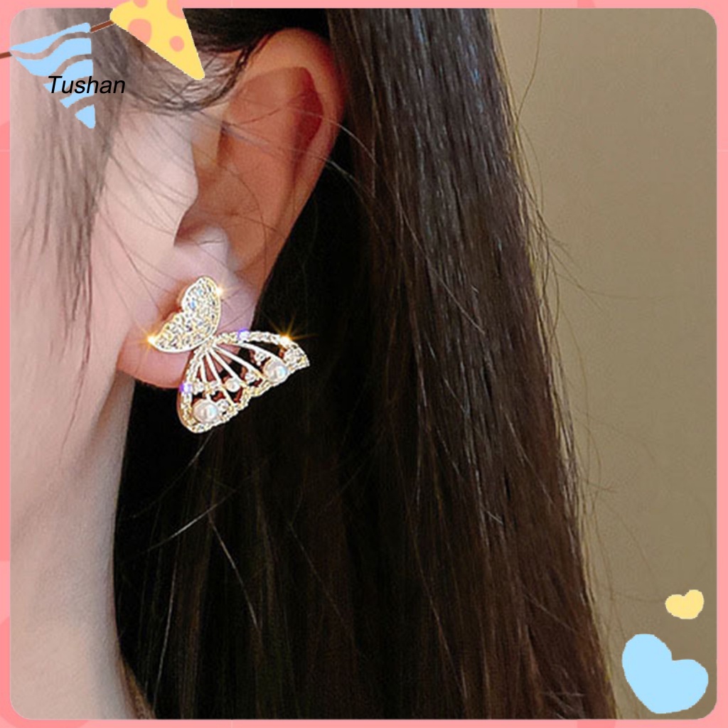 1 Đôi Bông Tai Hình Bướm Đính Đá Thời Trang Dành Cho Nữ