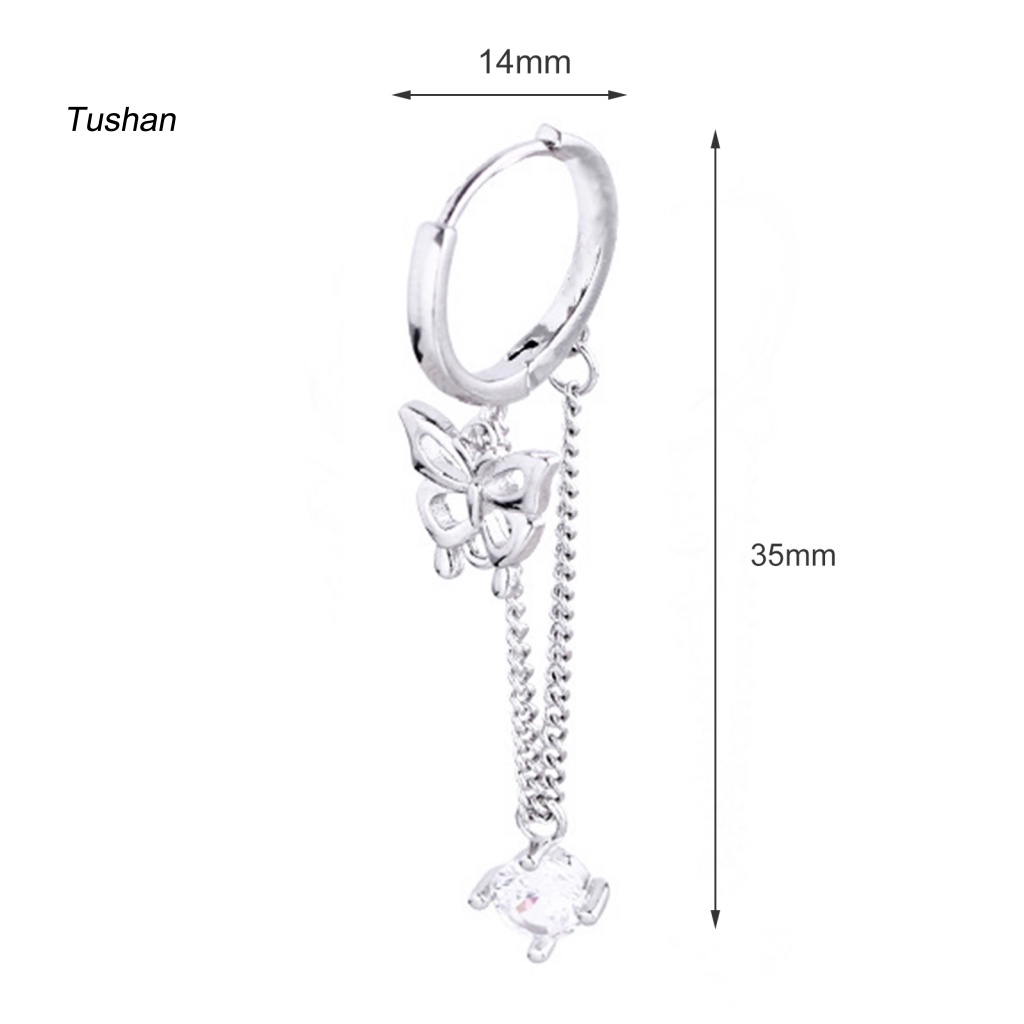 1 Bông Tai Tua Rua Hình Bướm Đính Đá Zircon Phong Cách Hàn Quốc