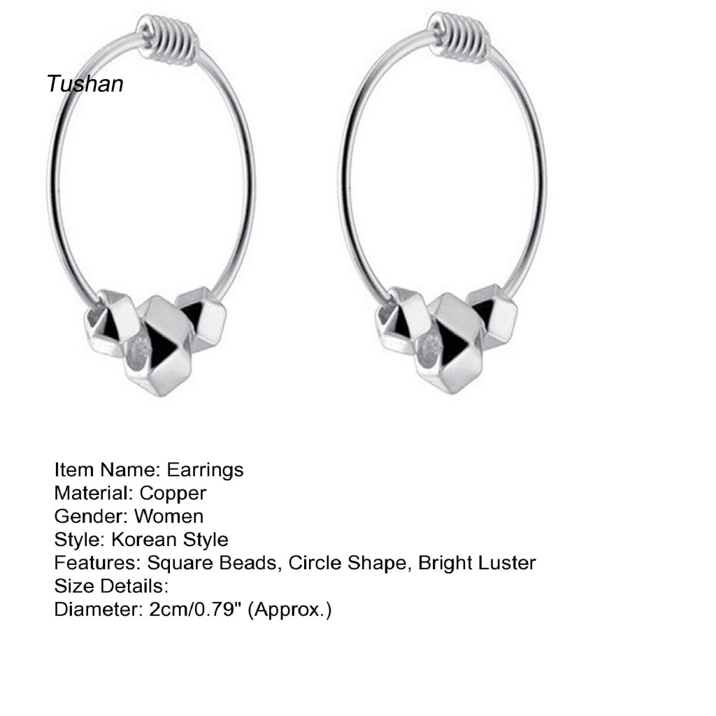 1 Đôi Bông Tai Hình Tròn / Vuông Đính Hạt Phong Cách Hàn Quốc Thời Trang Cho Nữ