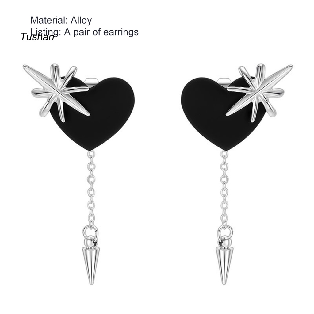 1 Đôi Bông Tai Dài Tua Rua Hình Trái Tim Phong Cách Hiphop Thời Trang Dành Cho Nữ