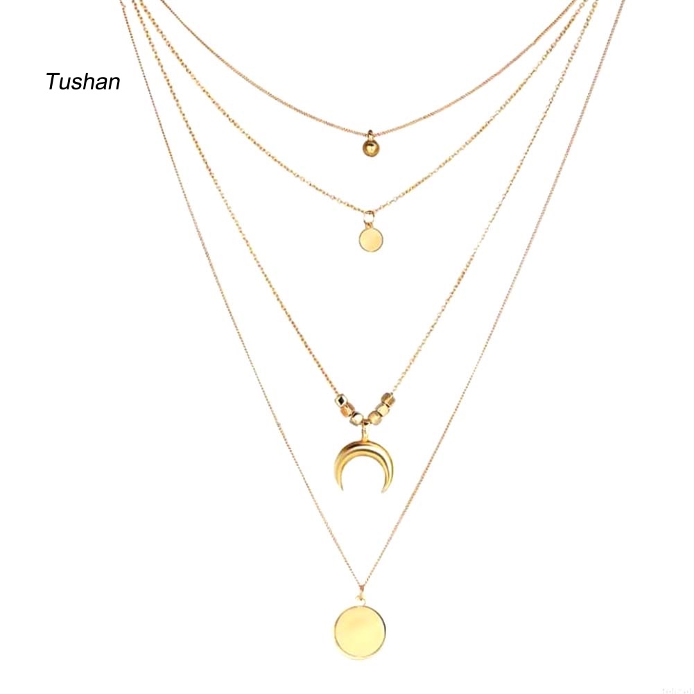 Vòng cổ Nhiều Lớp Mặt Trăng Khuyết Thời Trang Cho Nữ