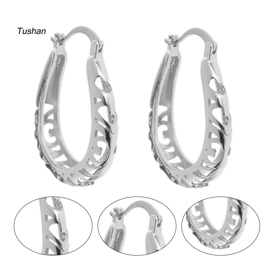 1 Đôi Bông Tai Hình Tròn Thiết Kế Đục Lỗ Thời Trang Sang Trọng Cho Nữ