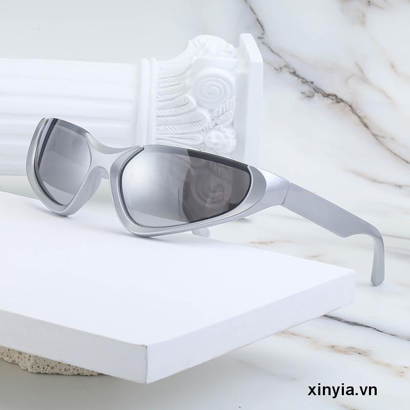 Kính Râm Nửa Gọng Hình Kim Tự Tháp Phong Cách Punk Y2K Thời Trang Hiện Đại