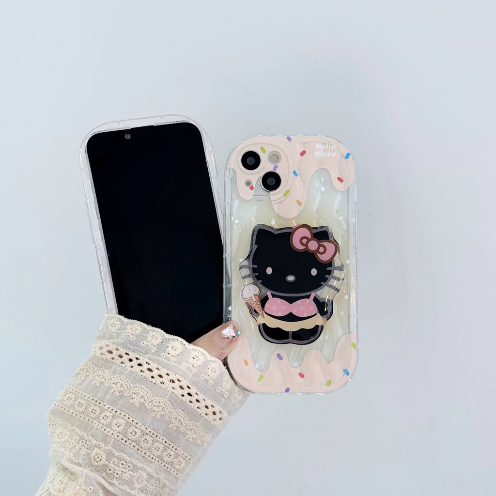 Ốp Điện Thoại TPU Silicone Mềm Trong Suốt Chống Sốc In Hình Hoạt Hình Có Giá Đỡ Cho iPhone 13 12 11 Pro Max 14 Plus