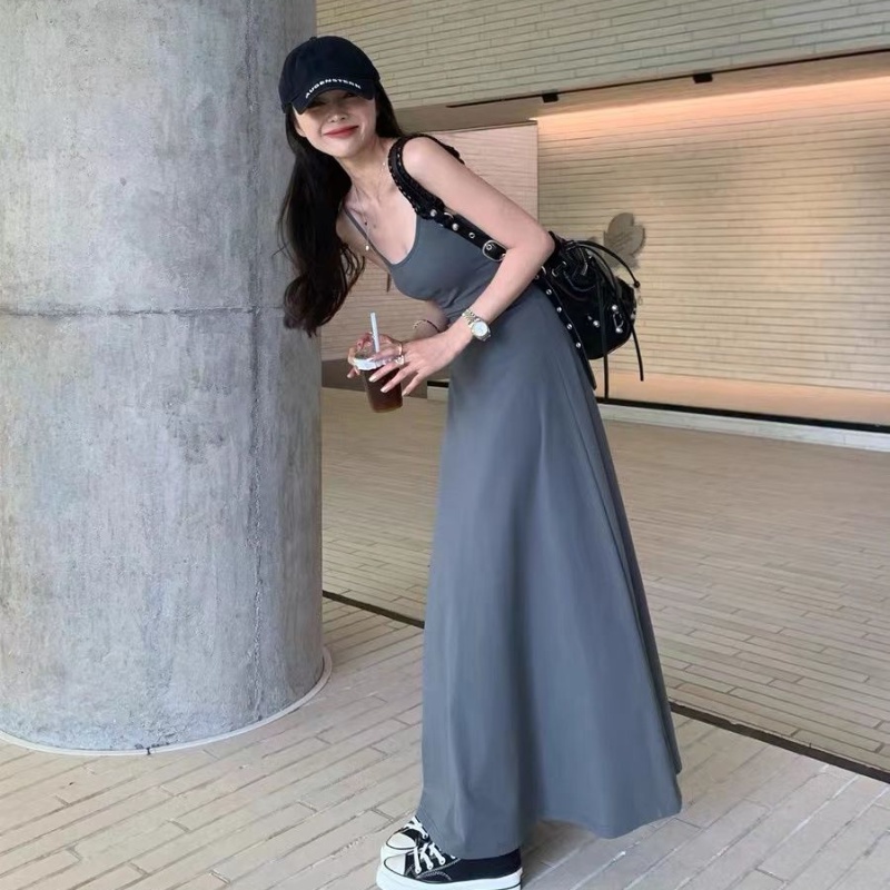 Cozok Đầm Dài Không Tay Dáng Ôm Màu Trơn Gợi Cảm Dành Cho Nữ