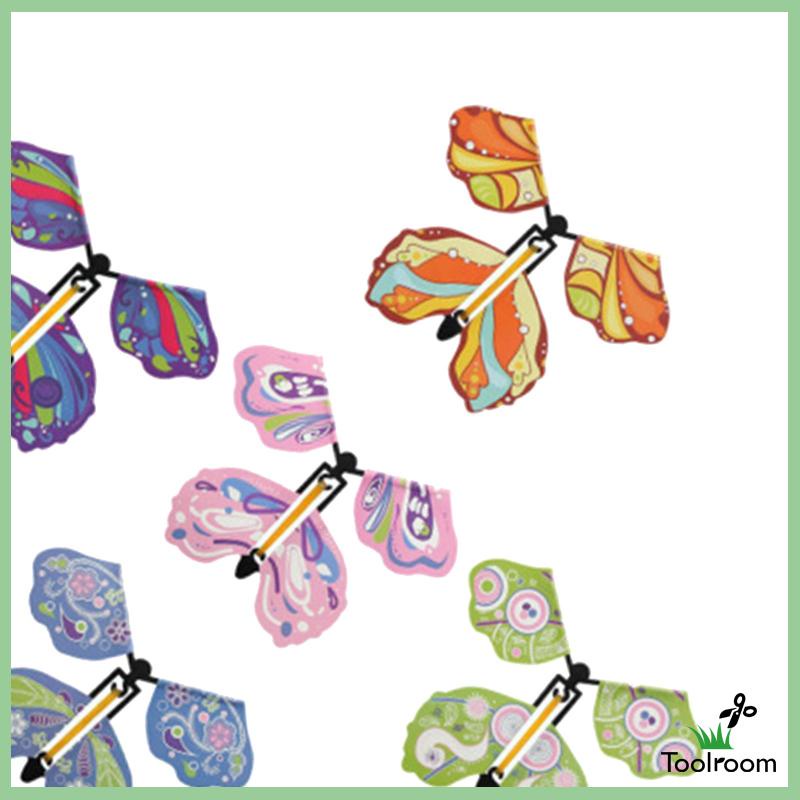 Set 5 Thẻ Đánh Dấu Trang Sách Hình Bướm Bay Lên Dây Cót Tiện Lợi