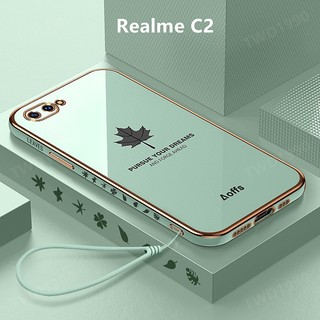 Ốp Lưng Realme C2 Mạ điện Lá phong Mềm Ốp Điện Thoại Realme C2