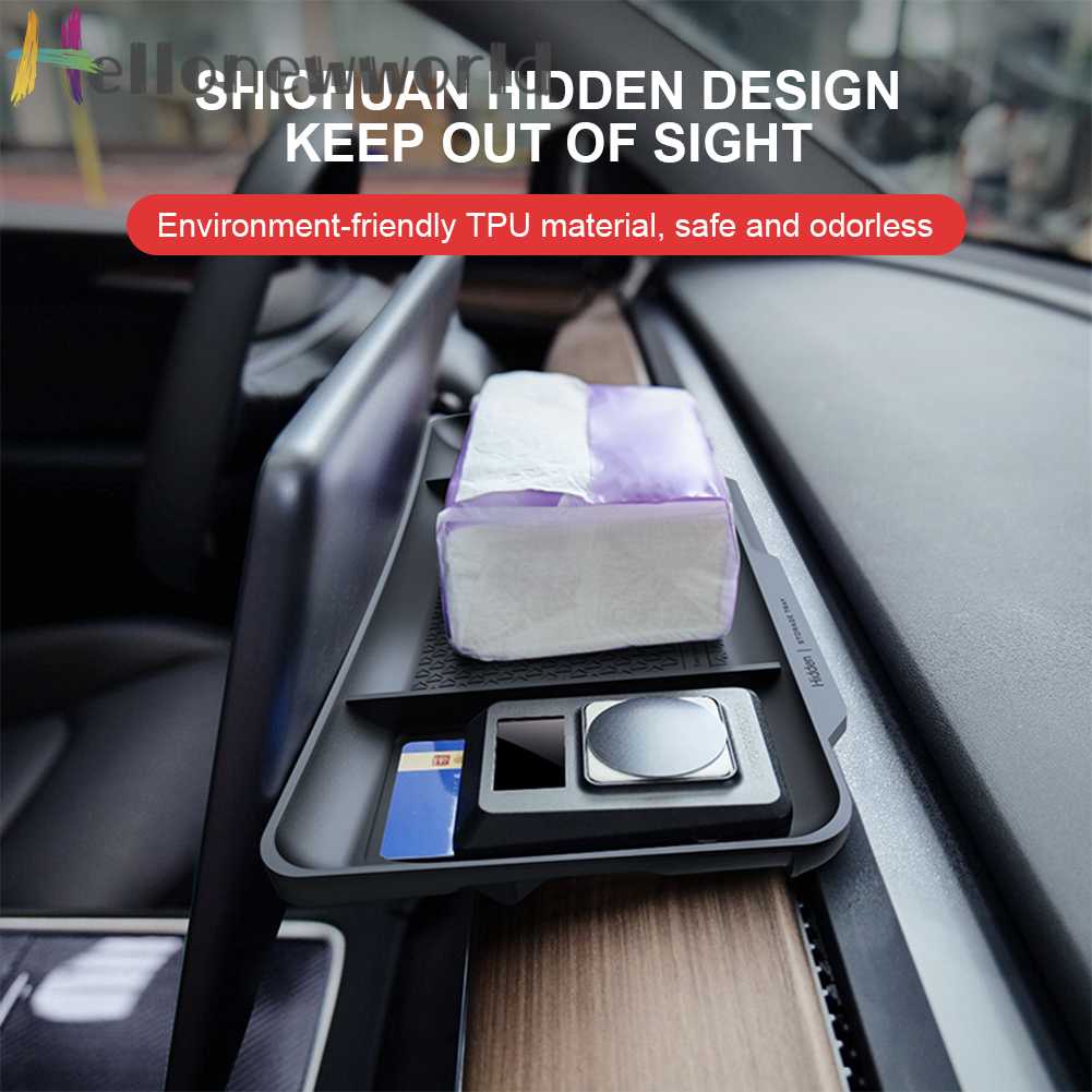 Hộp Đựng Đồ Dùng Màu Đen Bằng TPU Chống Trượt Tiện Dụng Cho Tesla Model 3 Y