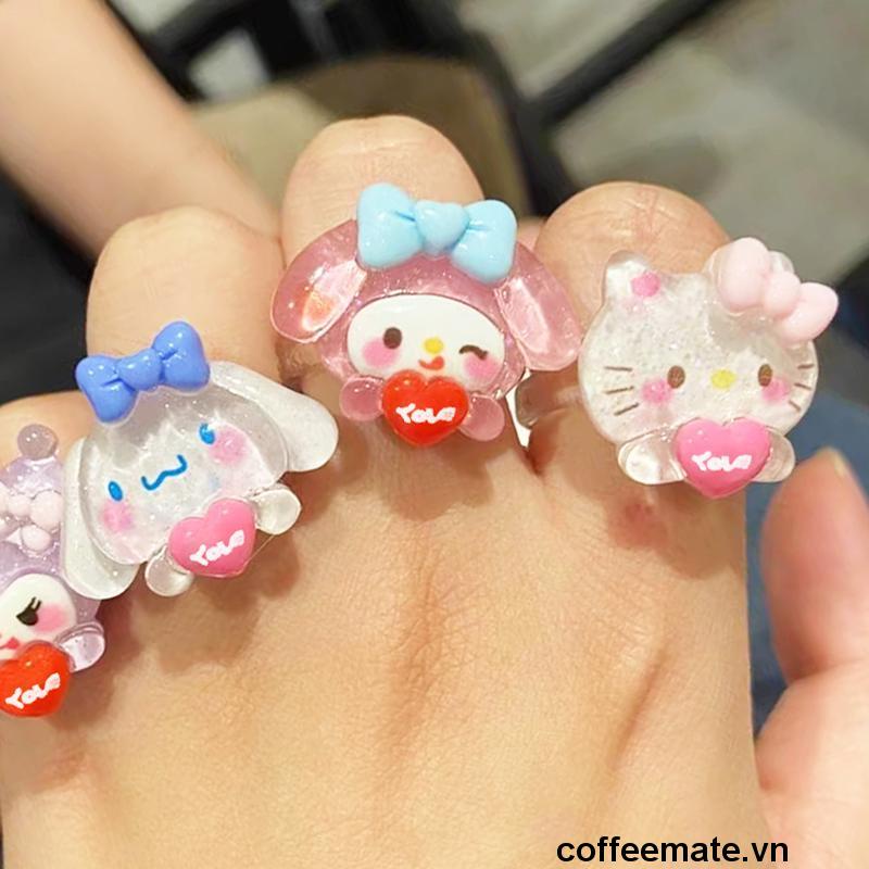 ⚡Nhẫn Hình Cún Sanrio Dễ Thương Có Cinnamon Kuromi Điều Chỉnh Kích Cỡ
