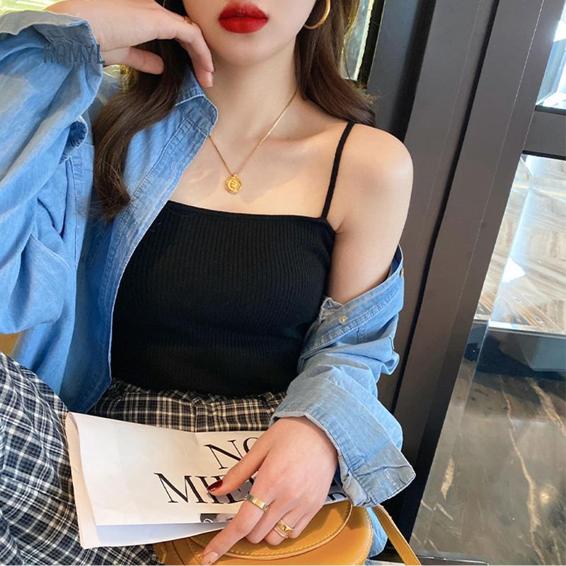 KAMYL Áo hai dây thời trang dễ phối đồ phong cách Hàn Quốc dành cho nữ