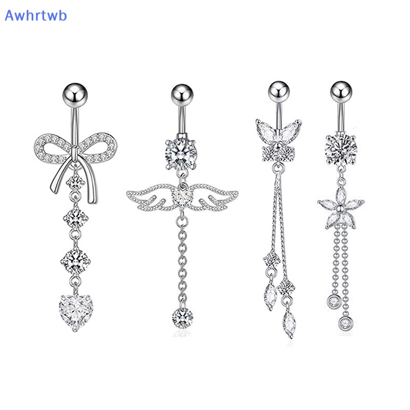 Khuyên Rốn Hình Bướm Bằng Thép Không Gỉ Đính Đá Zircon Mới