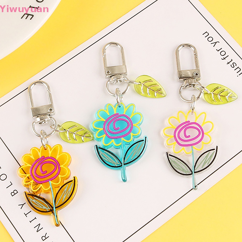 < Yiwuyuan > Móc Khóa Ba Lô Acrylic Trong Suốt Hình Hoa Hướng Dương Đáng Yêu Mới