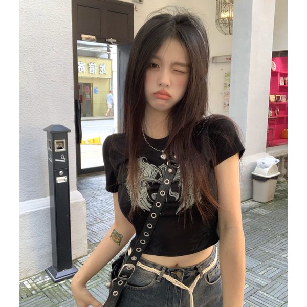 Áo baby tee Thun croptop Ngắn Tay Ôm Dáng Thời Trang Mùa Hè 2023 Phong Cách Mới Cho Nữ