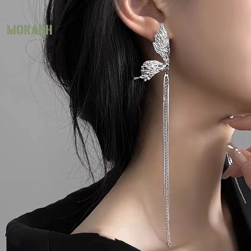 1 Đôi Bông Tai Dáng Dài Mạ Điện Đính Đá Thời Trang Công Sở