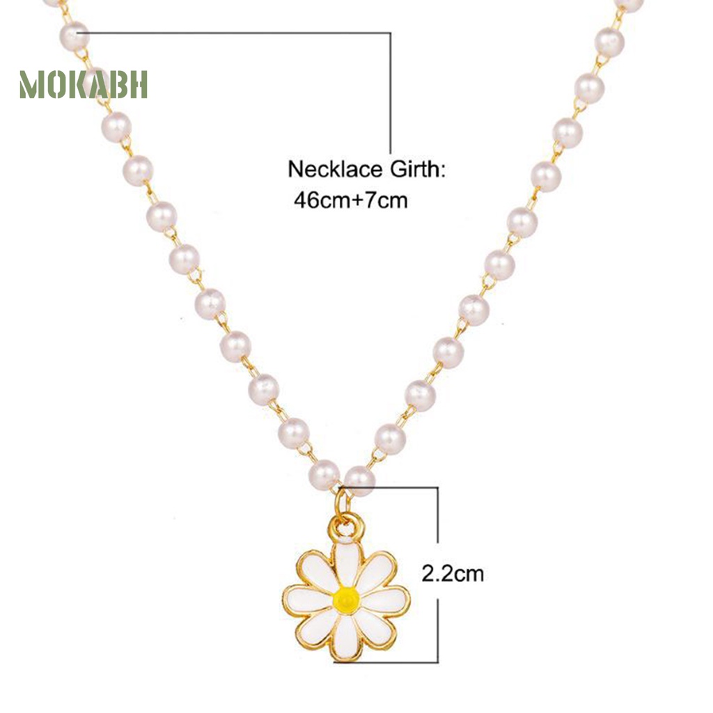 Vòng Cổ Chuỗi Hạt Ngọc Trai Giả Hình Hoa Trắng Sáng Bóng Thời Trang Cho Nữ