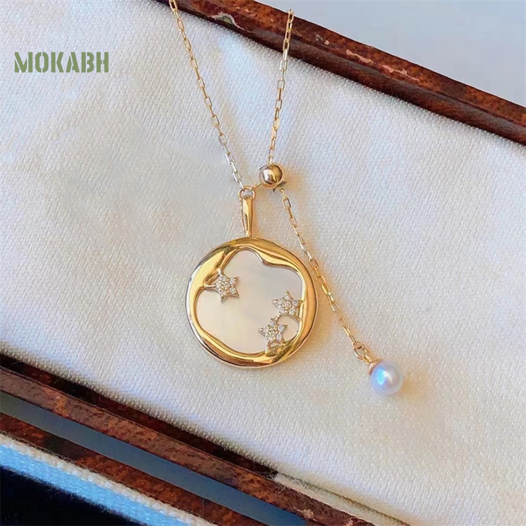 Vòng cổ Mặt Tròn Đính Ngọc Trai Nhân Tạo Thời Trang Dành Cho Nữ