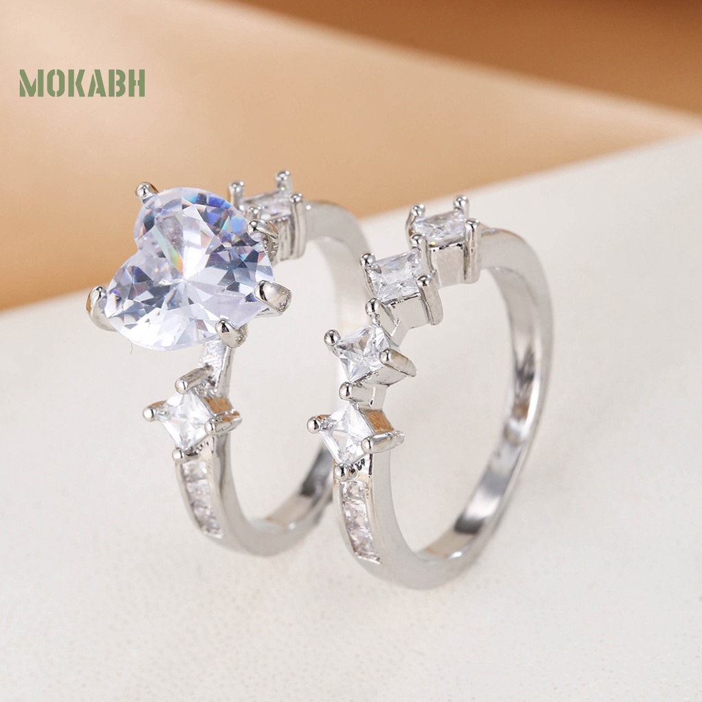 Set 2 Nhẫn Đính Đá Phong Cách Sang Trọng Thanh Lịch Dành Cho Nữ