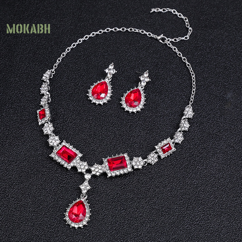 Set 2 Vòng cổ Và Bông Tai Đính Đá Sang Trọng Cho Nữ