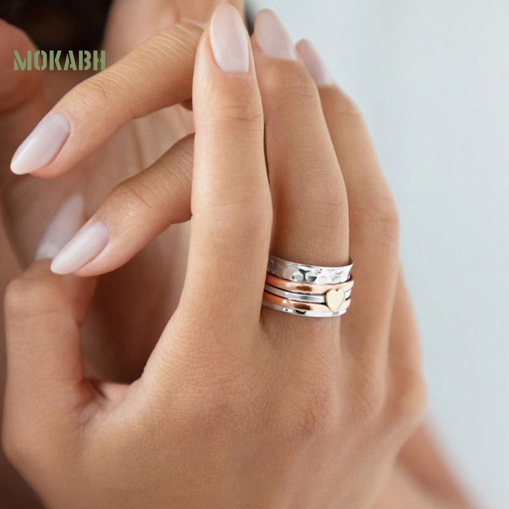 [Mới] Nhẫn Xoay Tròn Hai Màu Thanh Lịch Vui Nhộn Retro Giải Tỏa Căng Thẳng Thời Trang Thường Ngày Dành Cho Bạn Nữ