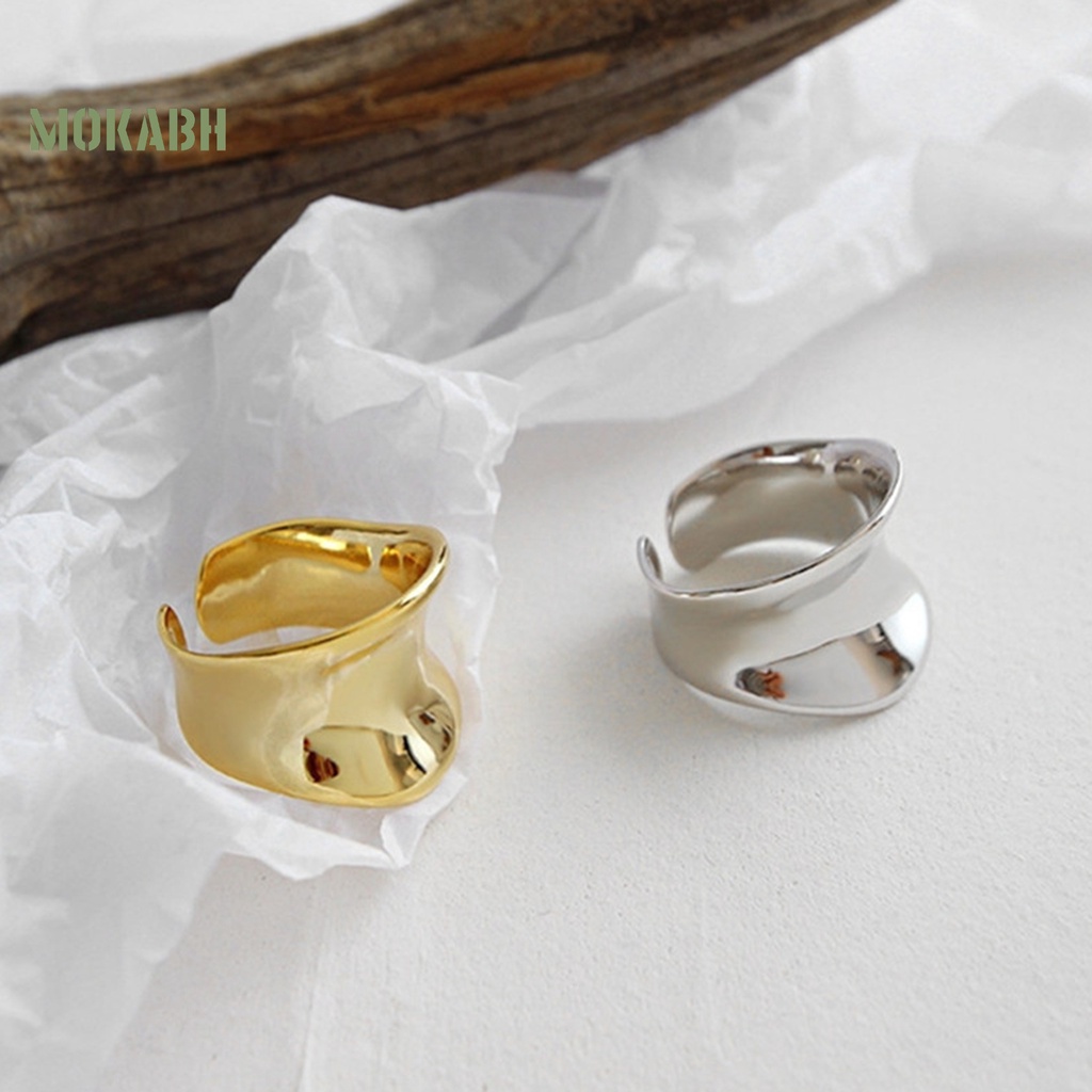 Nhẫn Hở Mặt Lõm Lấp Lánh Phong Cách Punk Hip Hop Thời Trang Cho Nữ