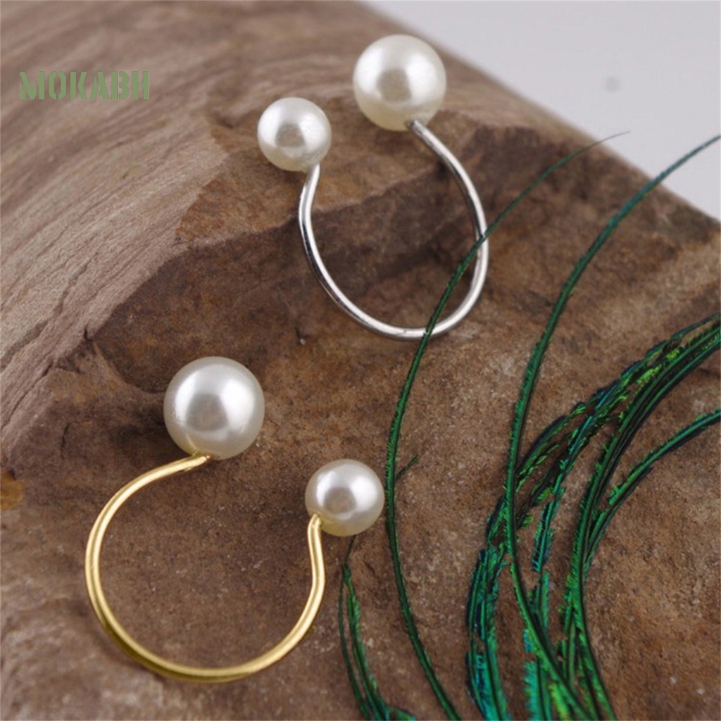 Nhẫn Hở Hai Đầu Đính Ngọc Trai Giả Bằng Hợp Kim Thời Trang Cho Nữ