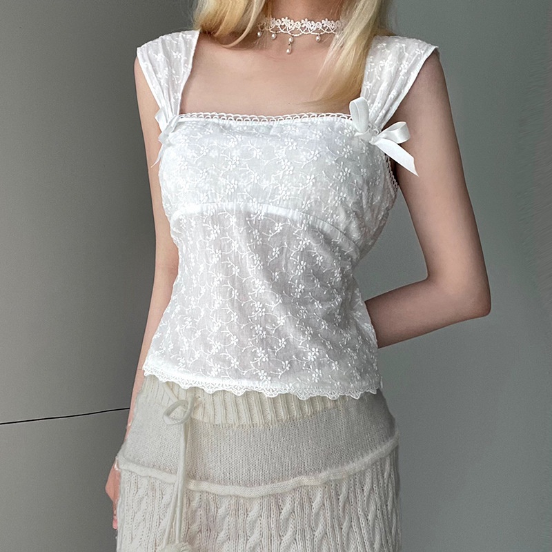 Áo Yếm Hai Dây Dáng Ôm Có Khóa Kéo Bên Hông Ngọt Ngào Và Dịu Dàng jacquard Bên Trong Cảm Giác Trẻ Trung Cho Bạn Gái