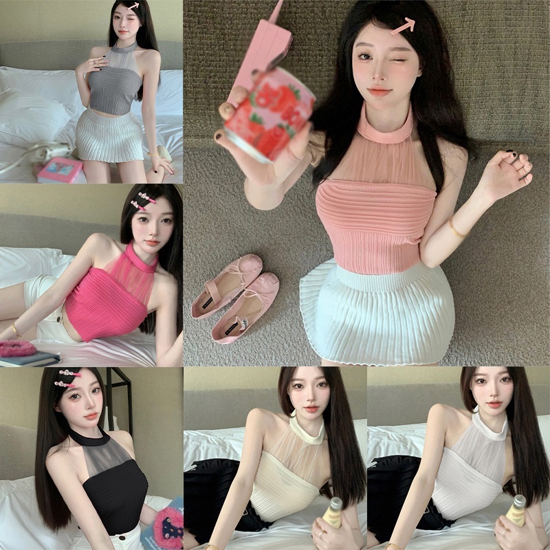 Áo Dệt Kim Hai Dây Hở Lưng Dáng Ôm Thời Trang Quyến Rũ Cho Nữ