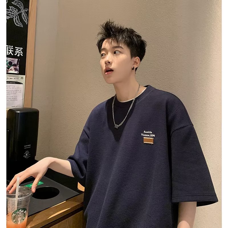 Áo Thun Nam Tay Ngắn Có Thêu Chữ Thời Trang Phong Cách