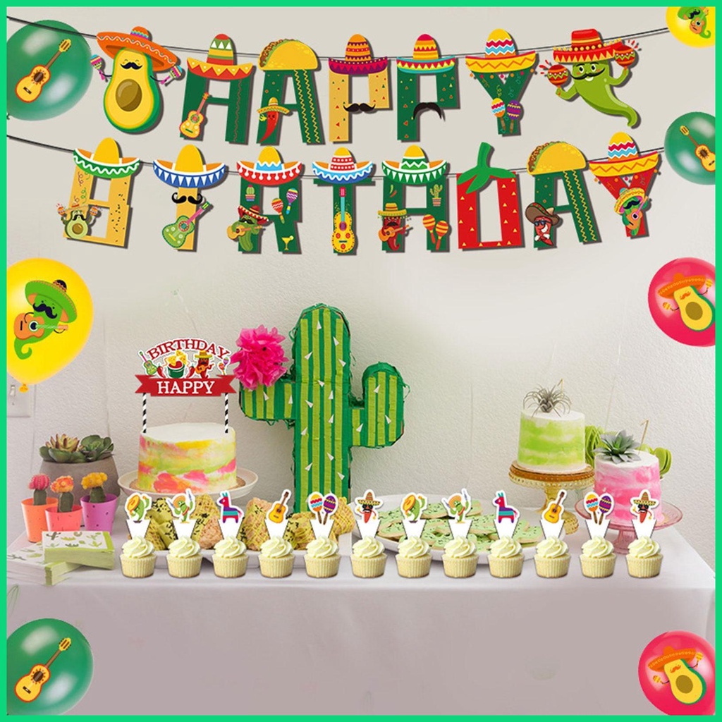 Set 31 Bong Bóng Nhiều Màu Trang Trí Tiệc Chủ Đề Fiesta Mexico