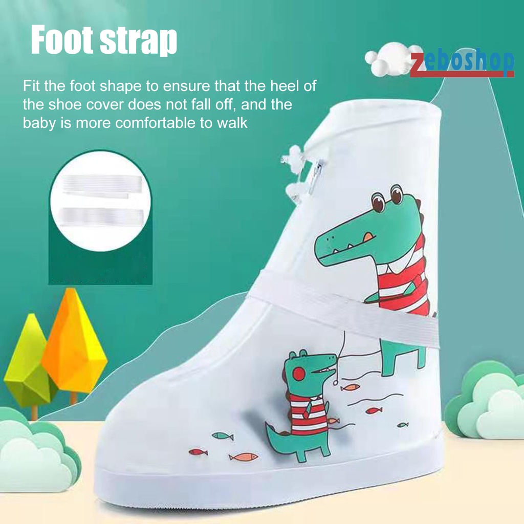 1 Cặp Giày Đi Mưa Chống Trượt Chống Thấm Nước In Họa Tiết Hoạt Hình Dễ Thương Cho Bé