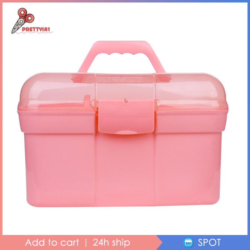 [Prettyia1] Hộp Đựng Dụng Cụ 2 Tầng Có Tay Cầm Di Động Cho Xe Hơi / Phòng Ngủ / Kh