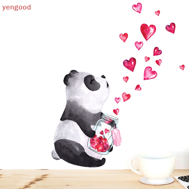 (YGD) Hình Dán Tường Vẽ Tay Gấu Trúc Nghệ Thuật Phong Cách Trung Hoa Dễ Thương