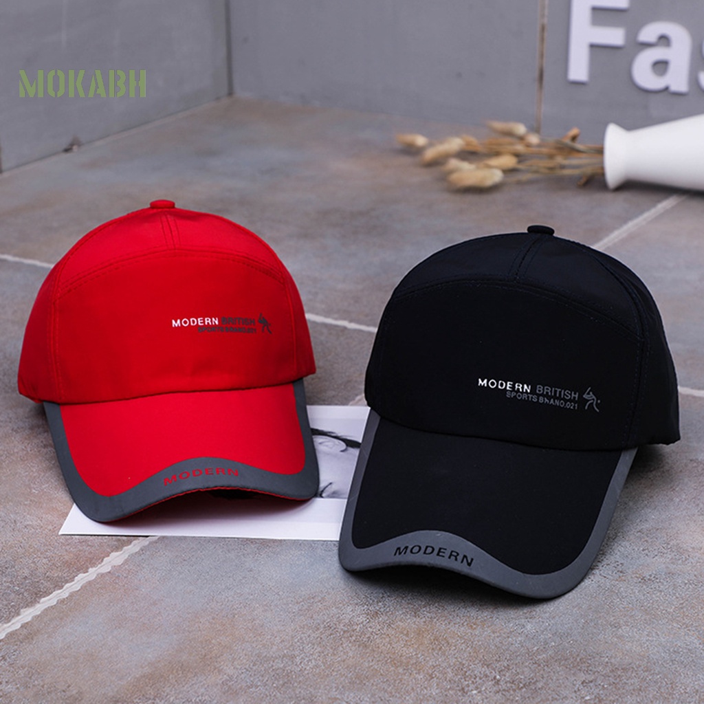 [Mok Abh] Mũ Lưỡi Trai Unisex Bằng Vải Khô Nhanh In Chữ Cái Thoải Mái Có Thể Điều Chỉnh