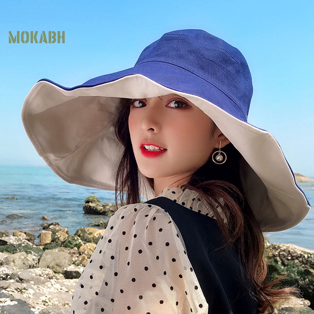 Nón Tai Bèo Hai Lớp Màu Sắc Tương Phản Thời Trang Mùa Hè Cho Nữ