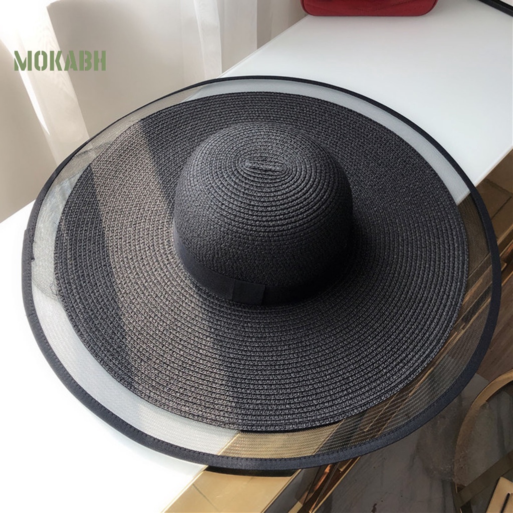 [Mok Abh] Mũ Rộng Vành Kiểu Lưới Phong Cách Bohemia Chống Nắng Đi Biển Ngoài Trời Dành Cho Nữ