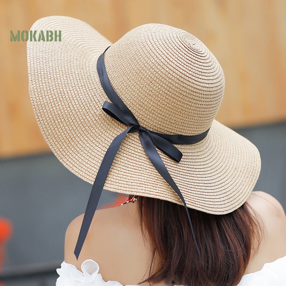 [Mok Abh] Mũ Rơm Vành Thắt Nơ Theo Phong Cách Hàn Quốc