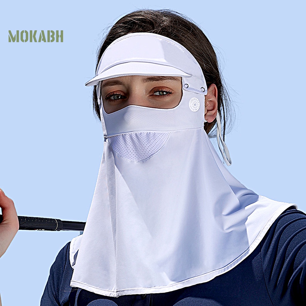 [Mok Abh] Khăn Trùm Đầu Bằng Vải Lụa Lạnh Chống Nắng Có Vành Che Mặt Vành Dùng Khi Lái Xe