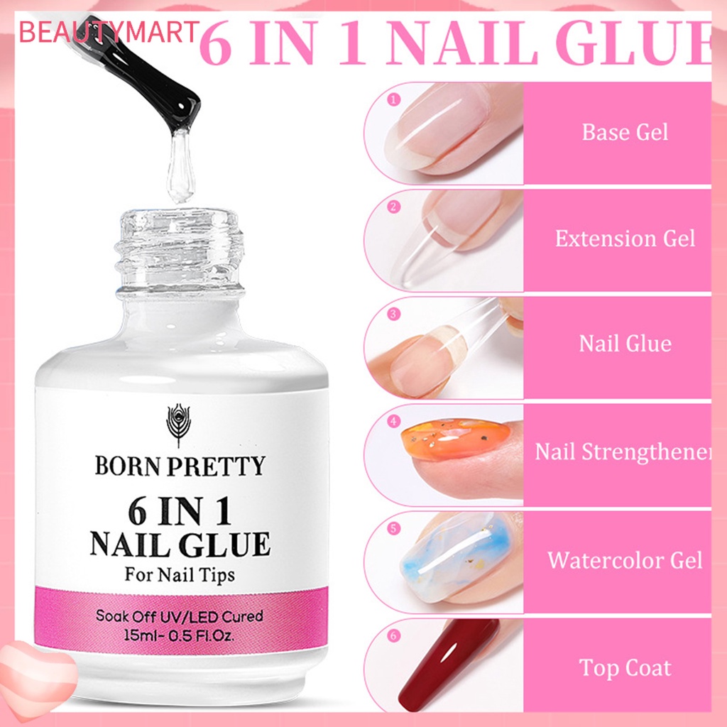 Keo Nối Dài Móng Tay 15ml Nhanh Khô Không Gây Kích Ứng 6 Trong 1