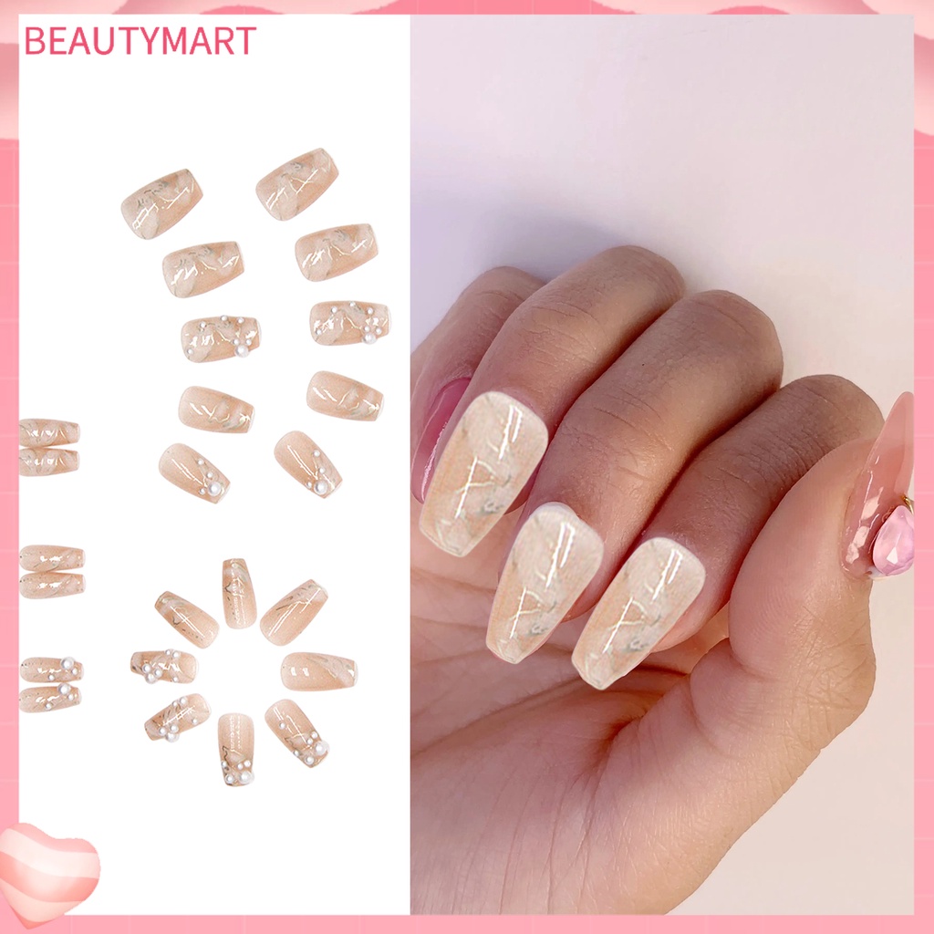 Bộ 24 Móng Tay Giả Trong Suốt Dạng Nhấn Độ Bóng Cao DIY