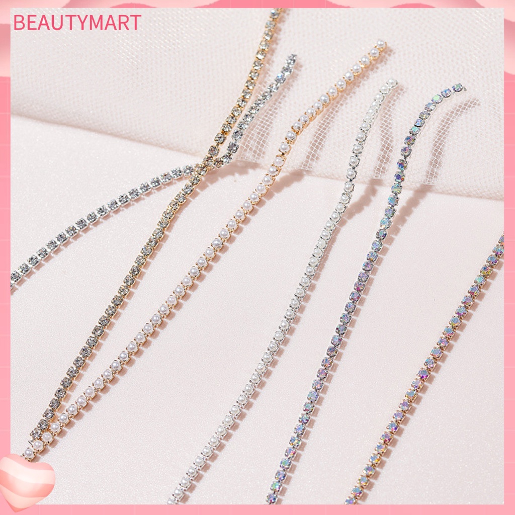 Set 6 Phụ Kiện Chuỗi Ngọc Trai / Kim Loại Trang Trí Móng Tay Nghệ Thuật DIY