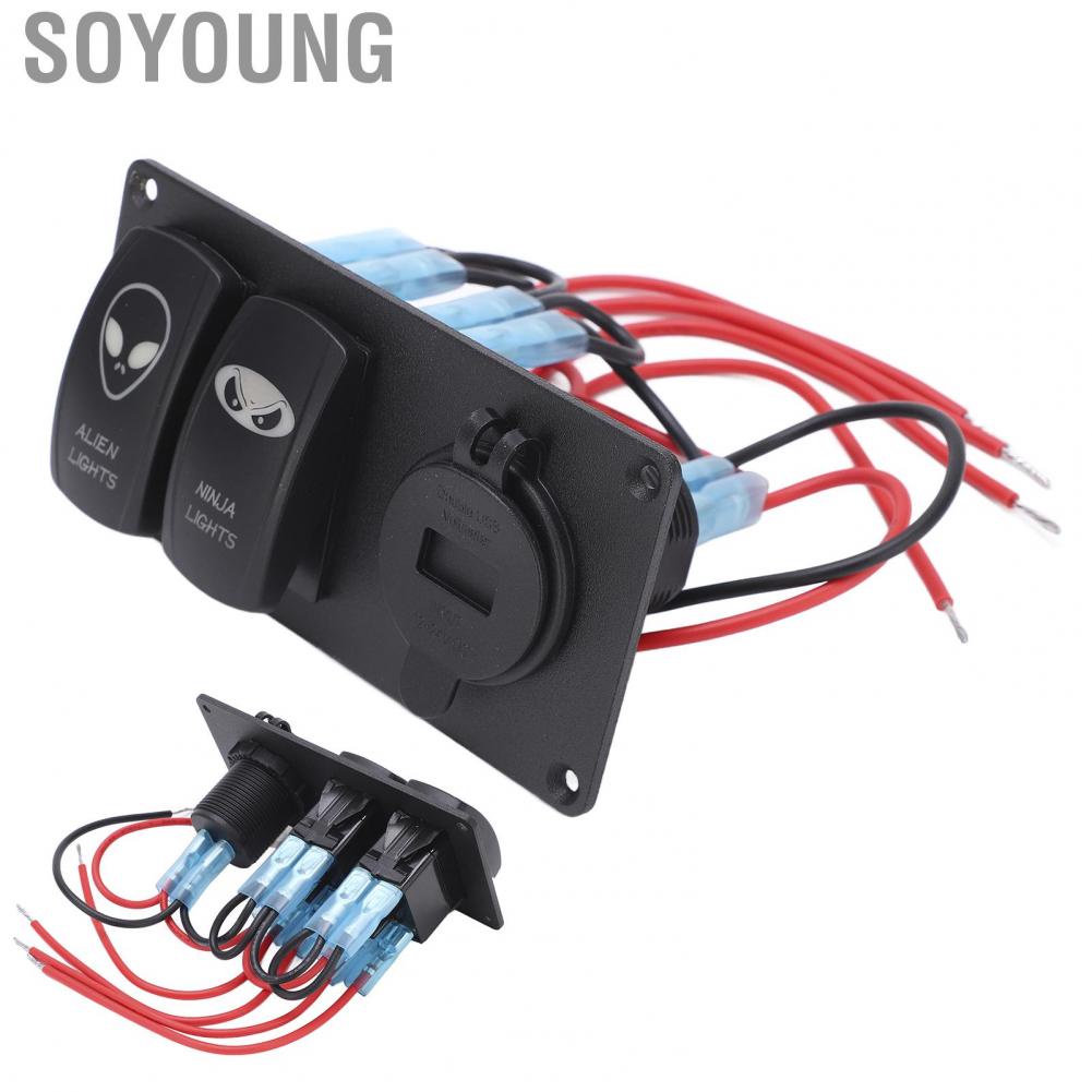 Soyoung Rocker Switch Panel  Premium Material Easy To Install Car Dual Combination for Ships Automobiles RVs