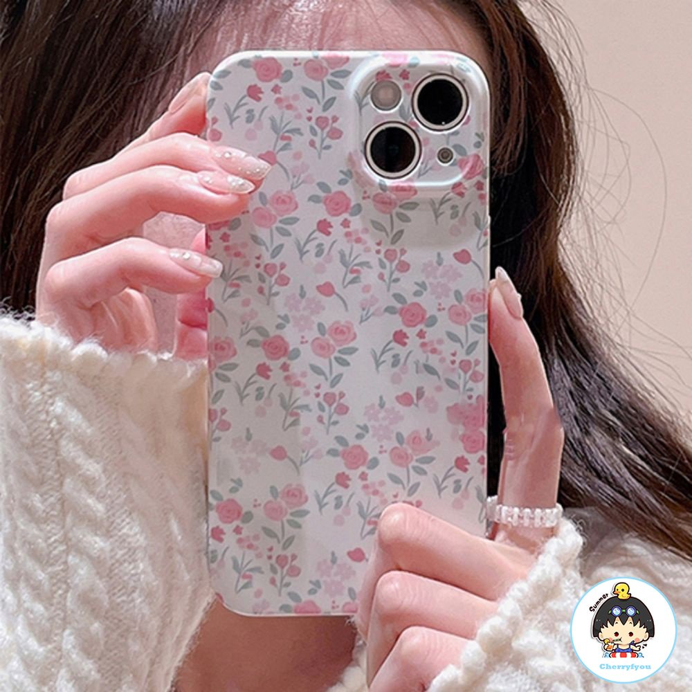 Ốp Điện Thoại TPU Mềm Chống Sốc Họa Tiết Hoa Bảo Vệ Ống Kính Máy Ảnh Cho IPhone 11 12 13 14 Pro Max X XS Max