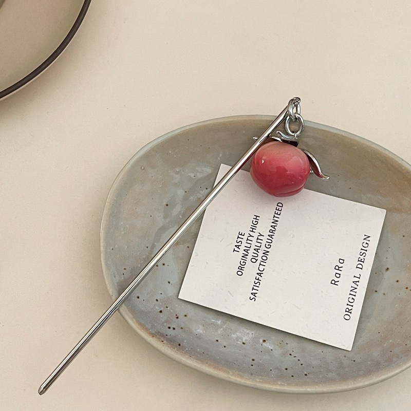 Kẹp Tóc Ba Chiều Hình Quả Đào Phong Cách Retro Ngọt Ngào Cao Cấp