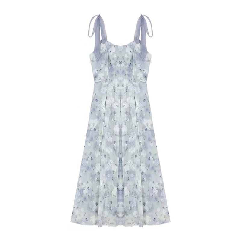 Đầm Hai Dây Dáng Dài Họa Tiết Hoa Phong Cách Pháp Ngọt Ngào