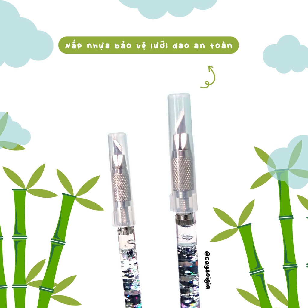 S124 - Bút dao rọc giấy gấu trúc dễ thương unbox đơn hàng, cắt sticker băng dán washi tape - Cây Sồi Già